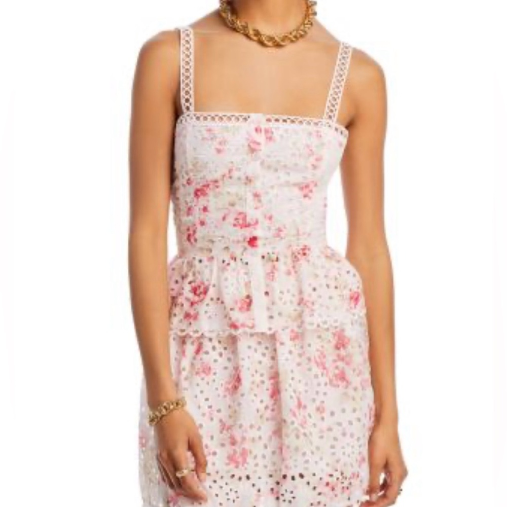 Aqua Floral Lace Blouse - Pink and White